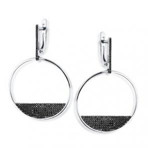 Серьги из белого золота Мастер Бриллиант с чёрным бриллиантом 05M2-207868-00-48 фото