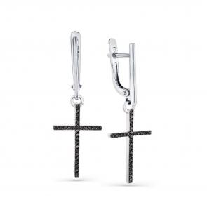 Серьги- кресты из белого золота Мастер Бриллиант с бриллиантом 05M2-207869-00-48 фото