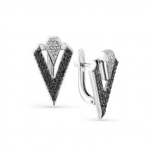 Серьги из белого золота Мастер Бриллиант с бриллиантом и чёрным бриллиантом 05M2-207901-00-55 фото