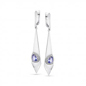 Серьги из белого золота Мастер Бриллиант с бриллиантом и танзанитом 05M2-207918-00-31 фото
