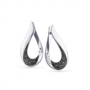 Серьги из белого золота Мастер Бриллиант с чёрным бриллиантом 05M2-207928-00-48 фото