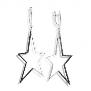 Серьги из белого золота Мастер Бриллиант с чёрным бриллиантом 05M2-208021-00-48 фото