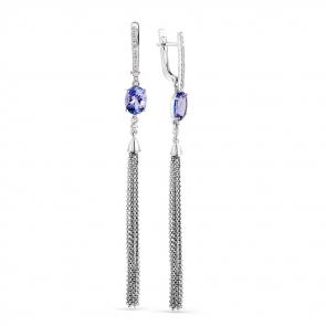 Серьги из белого золота Мастер Бриллиант с бриллиантом и танзанитом 05M2-208036-00-31 фото