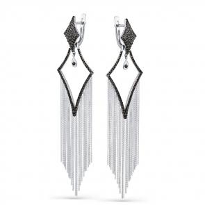 Серьги из белого золота Мастер Бриллиант с чёрным бриллиантом 05M2-208038-00-48 фото