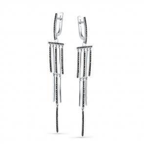 Серьги из белого золота Мастер Бриллиант с чёрным бриллиантом 05M2-208080-00-48 фото