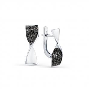 Серьги из белого золота Мастер Бриллиант с чёрным бриллиантом 05M2-208088-00-48 фото