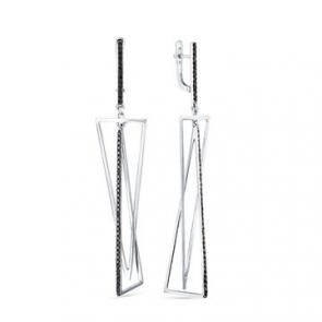 Серьги из белого золота Мастер Бриллиант с чёрным бриллиантом 05M2-208091-00-48 фото