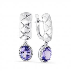 Серьги из белого золота Мастер Бриллиант с бриллиантом и танзанитом 05M2-208094-00-31 фото