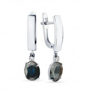 Серьги из белого золота Мастер Бриллиант с бриллиантом и сапфиром 05M2-208097-00-02 фото
