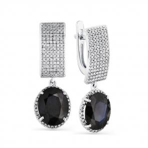 Серьги из белого золота Мастер Бриллиант с бриллиантом и сапфиром 05M2-208100-00-02 фото