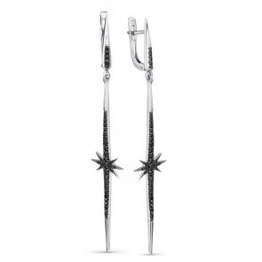 Серьги из белого золота Мастер Бриллиант с чёрным бриллиантом 05M2-208102-00-48 фото