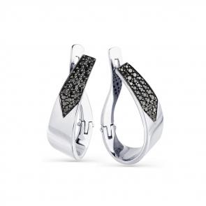 Серьги из белого золота Мастер Бриллиант с чёрным бриллиантом 05M2-208119-00-48 фото