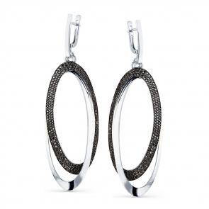 Серьги из белого золота Мастер Бриллиант с чёрным бриллиантом 05M2-208123-00-48 фото