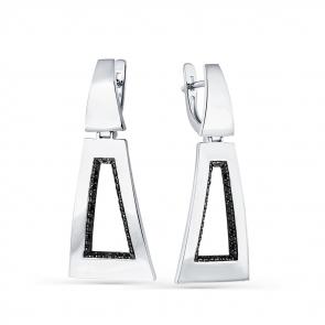 Серьги из белого золота Мастер Бриллиант с чёрным бриллиантом 05M2-208131-00-48 фото