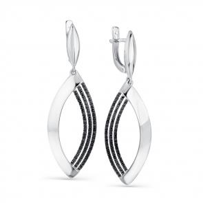Серьги из белого золота Мастер Бриллиант с чёрным бриллиантом 05M2-208150-00-48 фото