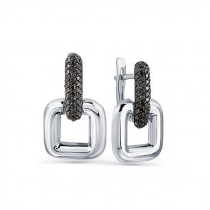 Серьги из белого золота Мастер Бриллиант с чёрным бриллиантом 05M2-208204-00-48 фото