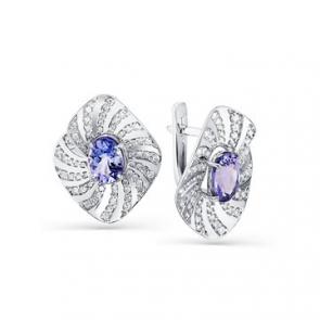 Серьги из белого золота Мастер Бриллиант с бриллиантом и танзанитом 05M2-208212-00-31 фото