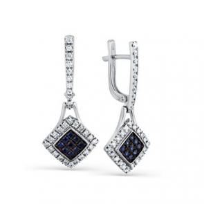 Серьги из белого золота Мастер Бриллиант с бриллиантом и сапфиром 05M2-208220-00-02 фото