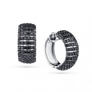 Серьги из белого золота Мастер Бриллиант с чёрным бриллиантом 05M2-208226-00-48 фото