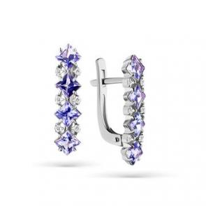 Серьги из белого золота Мастер Бриллиант с бриллиантом и танзанитом 05M2-208232-00-31 фото