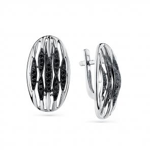 Серьги из белого золота Мастер Бриллиант с чёрным бриллиантом 05M2-208303-00-48 фото