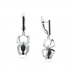 Серьги из белого золота Мастер Бриллиант с чёрным бриллиантом 05M2-208324-00-48 фото