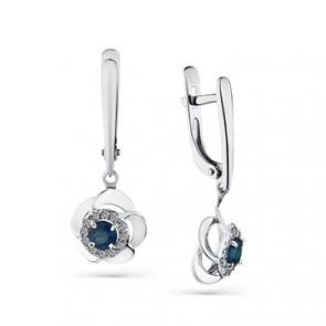 Серьги из белого золота Мастер Бриллиант с бриллиантом и сапфиром 05M2-208362-00-02 фото