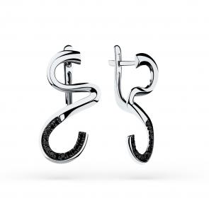 Серьги из белого золота Мастер Бриллиант с чёрным бриллиантом 05M2-208376-00-48 фото