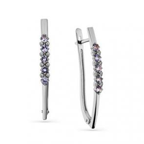 Серьги из белого золота Мастер Бриллиант с бриллиантом и танзанитом 05M2-208384-00-31 фото