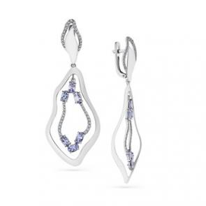 Серьги из белого золота Мастер Бриллиант с бриллиантом и танзанитом 05M2-208391-00-31 фото