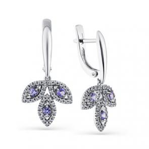 Серьги из белого золота Мастер Бриллиант с бриллиантом и танзанитом 05M2-208411-00-31 фото