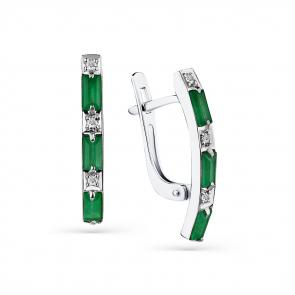 Серьги из белого золота Мастер Бриллиант с бриллиантом и изумрудом 05M2-208419-00-01 фото