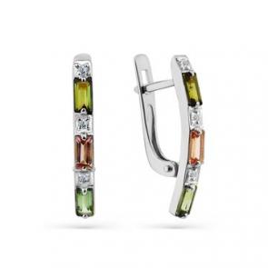 Серьги из белого золота Мастер Бриллиант с бриллиантом и турмалином 05M2-208419-00-60 фото