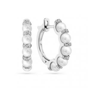 Серьги из белого золота Мастер Бриллиант с бриллиантом и жемчугом 05M2-208437-00-28 фото