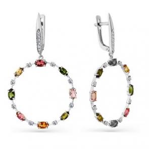 Серьги из белого золота Мастер Бриллиант с бриллиантом и турмалином 05M2-208451-00-60 фото