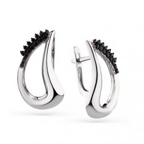 Серьги из белого золота Мастер Бриллиант с чёрным бриллиантом 05M2-208470-00-48 фото