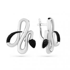 Серьги из белого золота Мастер Бриллиант с чёрным бриллиантом 05M2-208471-00-48 фото