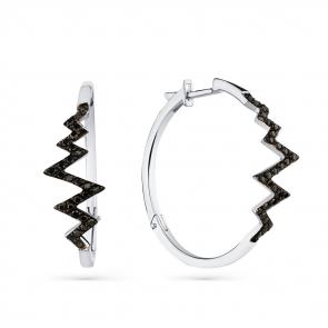 Серьги из белого золота Мастер Бриллиант с чёрным бриллиантом 05M2-208481-00-48 фото