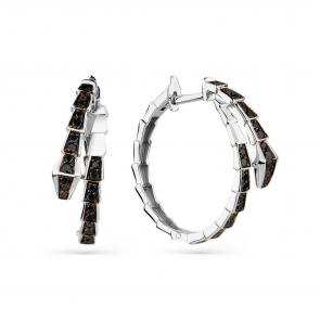 Серьги из белого золота Мастер Бриллиант с чёрным бриллиантом 05M2-208488-00-48 фото