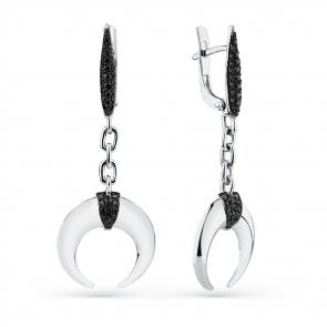 Серьги из белого золота Мастер Бриллиант с чёрным бриллиантом 05M2-208512-00-48 фото