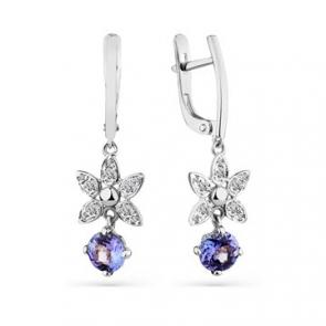 Серьги из белого золота Мастер Бриллиант с бриллиантом и танзанитом 05M2-208513-00-31 фото