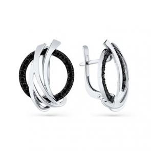 Серьги из белого золота Мастер Бриллиант с чёрным бриллиантом 05M2-208515-00-48 фото