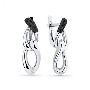Серьги из белого золота Мастер Бриллиант с чёрным бриллиантом 05M2-208550-00-48 фото