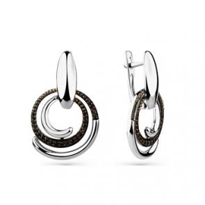 Серьги из белого золота Мастер Бриллиант с чёрным бриллиантом 05M2-208552-00-48 фото