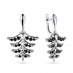 Серьги из белого золота Мастер Бриллиант с чёрным бриллиантом 05M2-208567-00-48 фото