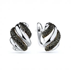 Серьги из белого золота Мастер Бриллиант с чёрным бриллиантом 05M2-208570-00-48 фото