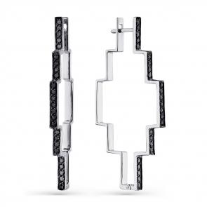 Серьги из белого золота Мастер Бриллиант с чёрным бриллиантом 05M2-208599-00-48 фото