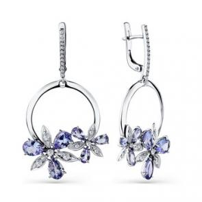 Серьги из белого золота Мастер Бриллиант с бриллиантом и танзанитом 05M2-208602-00-31 фото