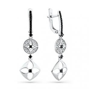 Серьги из белого золота Мастер Бриллиант с чёрным бриллиантом 05M2-208610-00-55 фото