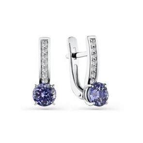 Серьги из белого золота Мастер Бриллиант с бриллиантом и танзанитом 05M2-208652-00-31 фото